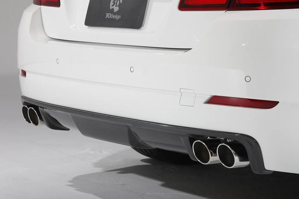 BMW F10 5-Series 3D Design 4 Tip Carbon Fiber Rear Diffuser