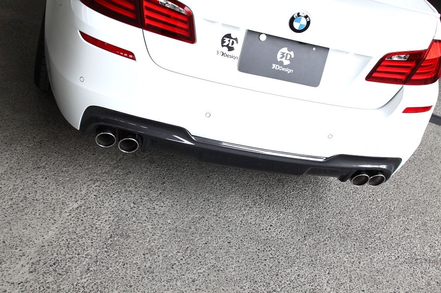 BMW F10 / F11 5-Series 3D Design 4 Tip M-Sport Carbon Fiber Rear Diffuser