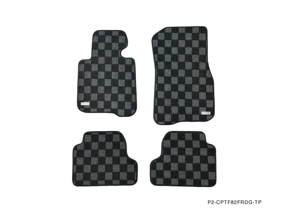 BMW F82 M4 & 4-Series P2M Race Car Flag Checked Floor Mats