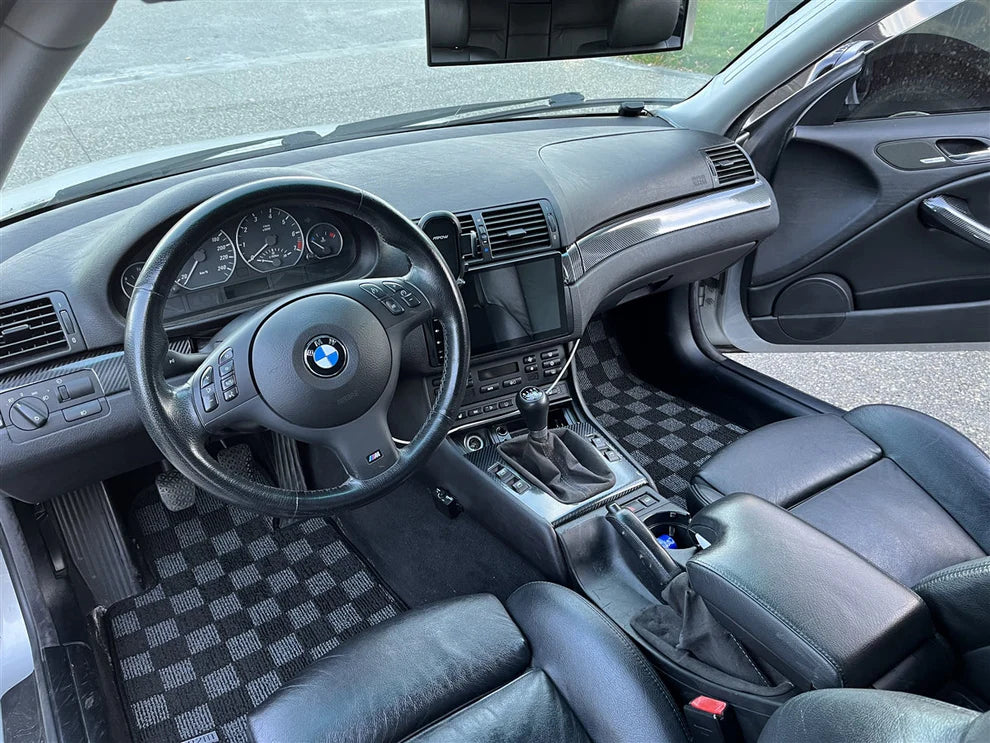 BMW E46 3-Series P2M Race Car Flag Checkered Floor Mats