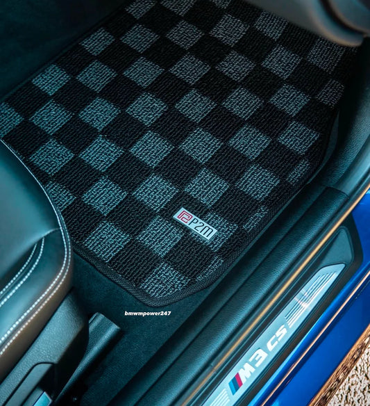 BMW F80 M3 & F30 3-Series P2M Race Flag Checkered Floor Mats
