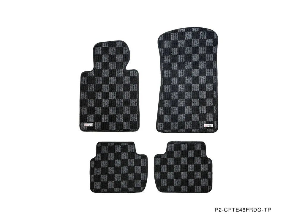 BMW E46 3-Series P2M Race Car Flag Checkered Floor Mats