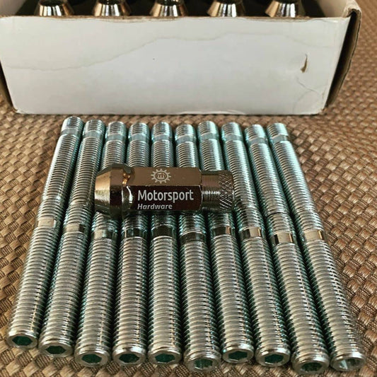 BMW E-Chassis 57mm Motorsport Hardware Silver Extended Stud Kit 12×1.5