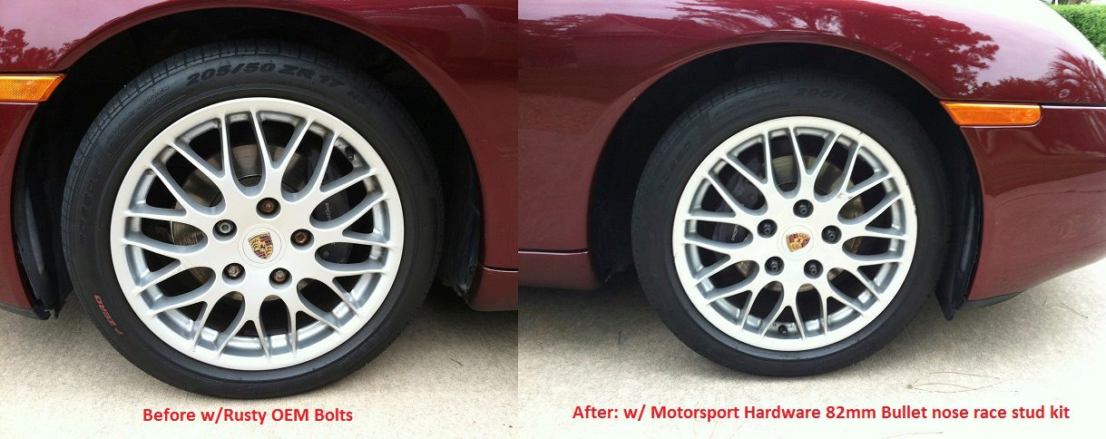 Porsche Motorsport Hardware R14 Black & Silver Wheel Stud Conversion Kits