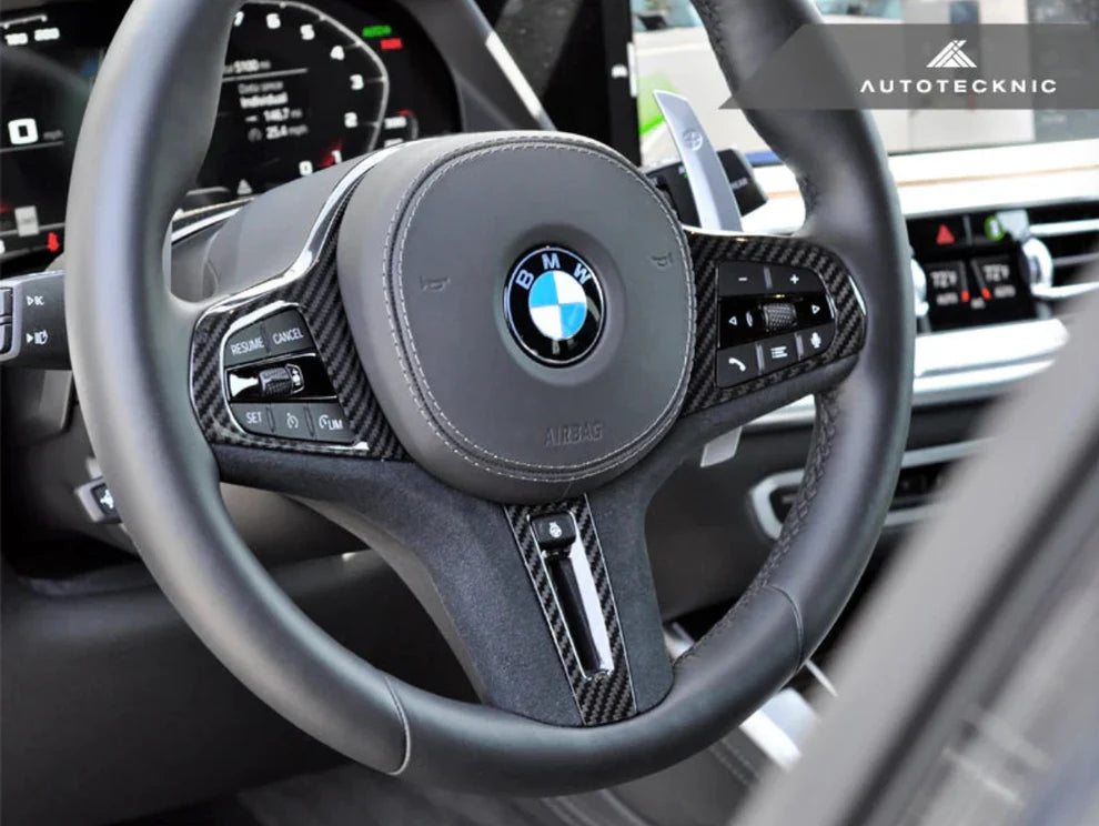 BMW G80 M3 & G82/G83 M4 & G87 M2 Autotecknic Carbon Fiber Alcantara Steering Wheel Trim