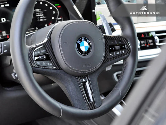 BMW G80 M3 & G82/G83 M4 & G87 M2 Autotecknic Carbon Fiber Alcantara Steering Wheel Trim