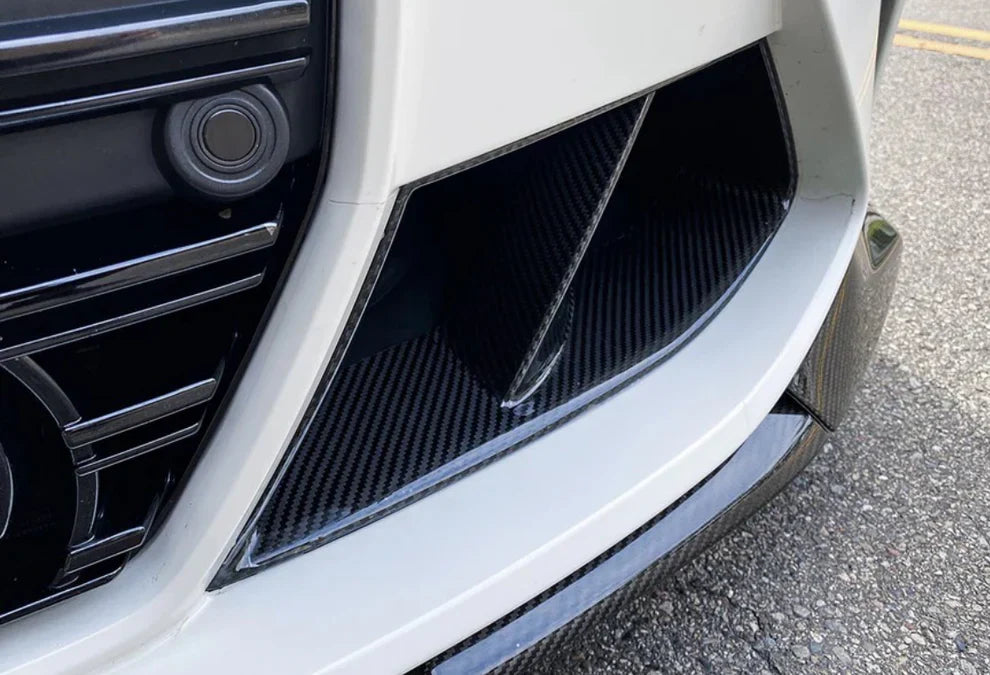 Carbon fiber mesh air ducts for G80 M3 & G82 M4 front bumper.