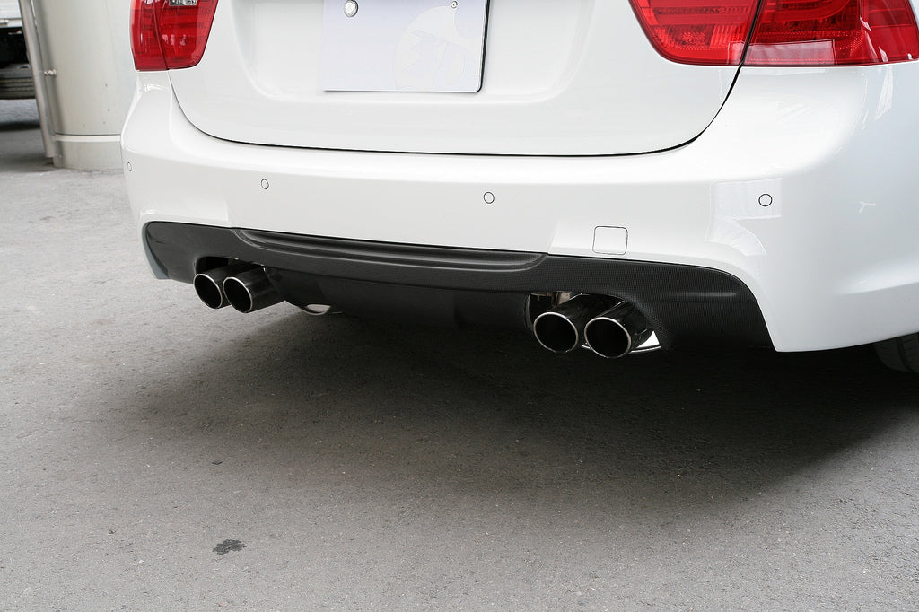 BMW E90 & E91 3-Series 335i 3D Design 4 Tip M-Sport Carbon Fiber Rear Diffuser