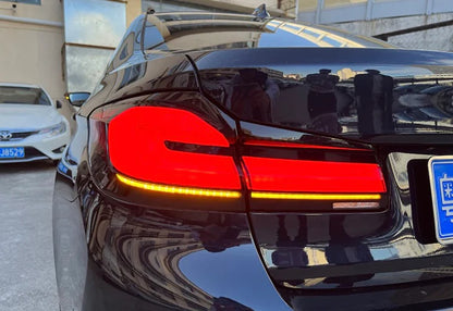 BMW F90 M5 & G30 5-Series LCI Style Tail Lights Red & Clear