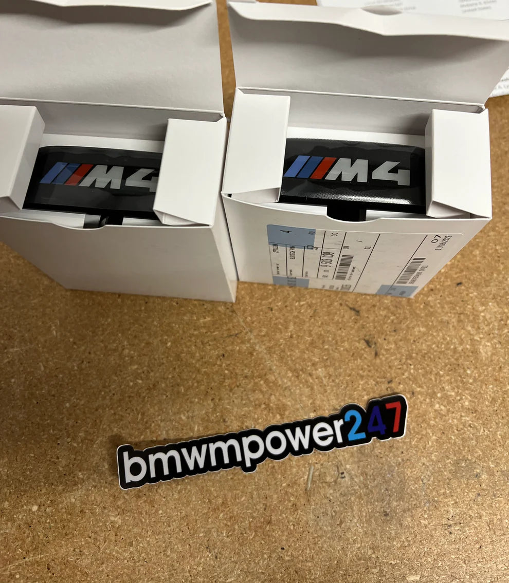 BMW F80 M3 & F82/F83 M4 OEM Black Seat Badges (Pair)