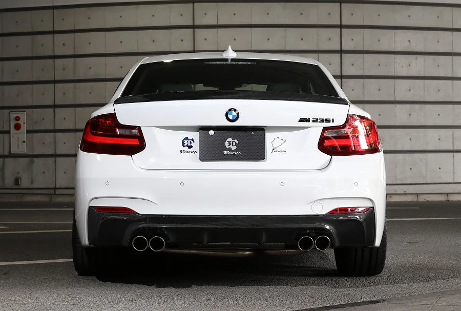 BMW F22 2-Series 3D Design 4 Tip M-Sport Carbon Fiber Rear Diffuser
