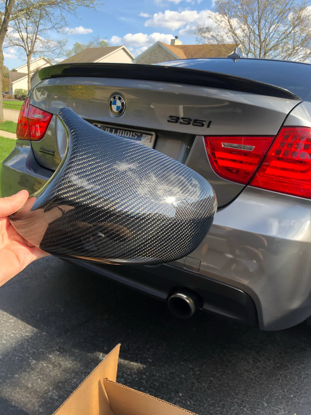 BMW E9X 3-Series Carbon Fiber M Style Mirror Caps